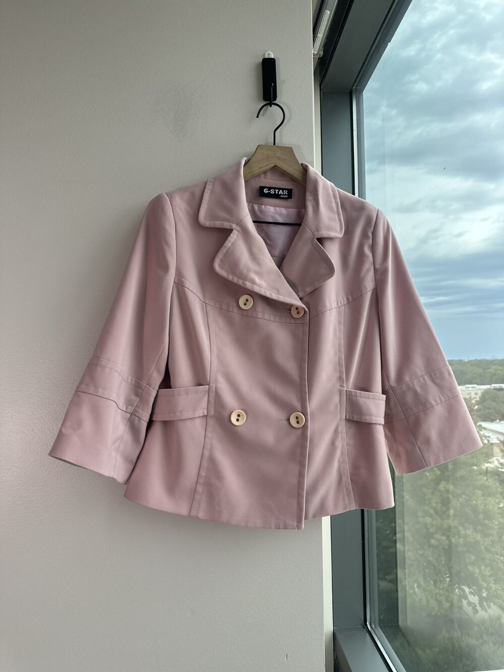 G-Star Cropped Double Breasted Three quarter Sleeves Pink Jacket Sz M/L
